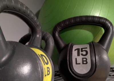 two kettlebell weights